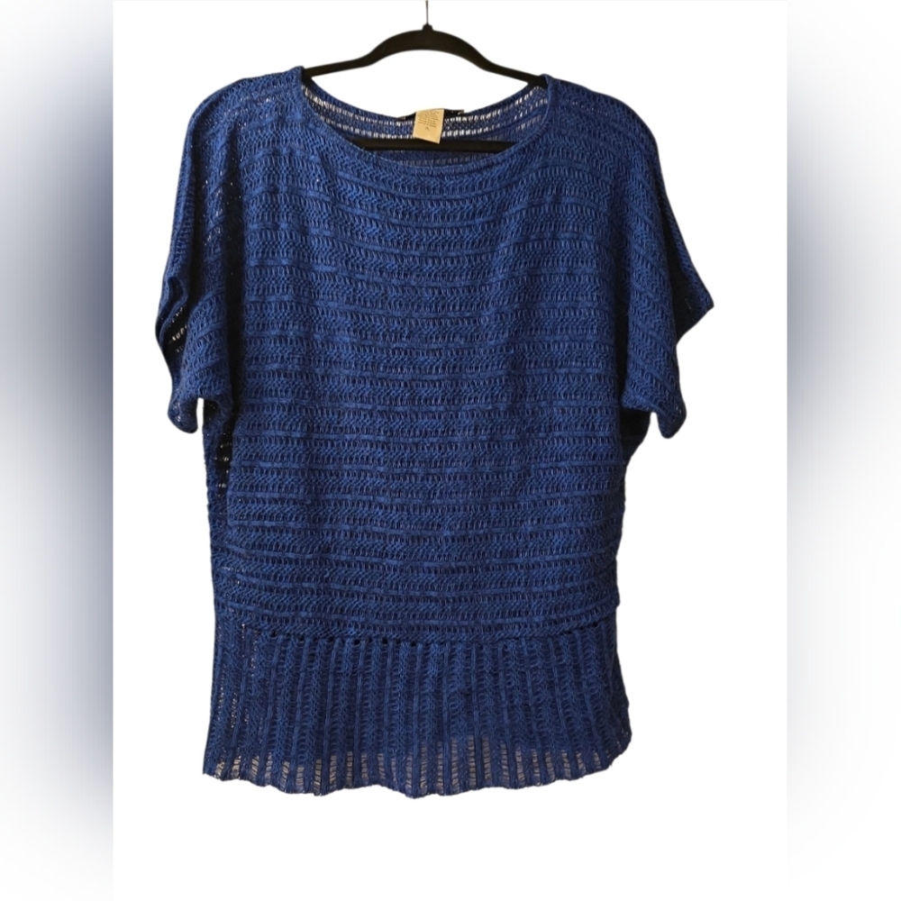 Chic Blue Crochet Women's Blouse